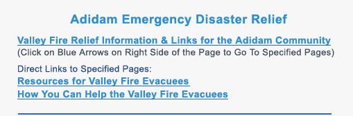 Urgent Posting: Information for Adidam Devotees Who Suffered Loss of Home, Shelter and Goods during Valley Fire